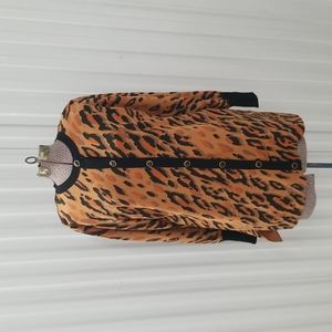 Bob Mackie Orange Animal Print Button down Cardigan